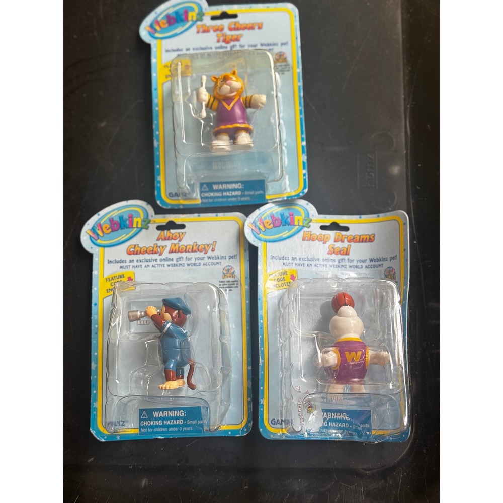 Webkinz Ganz Figurine Lot 3 Tiger Monkey Seal Series 2 NIP New Sealed Codes
